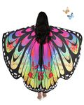 AWAYTR Women Butterfly Wings Shawl - Fairy Ladies Cape Halloween Dress Up Costume Accessory (Christmas Multicolor)