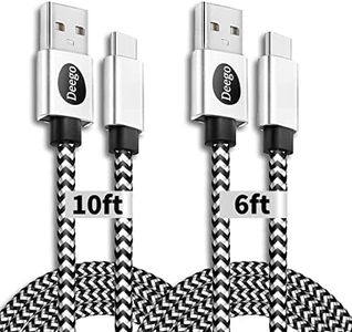 USB Type C Cable,2Pack Extra Long USB A to USB C Fast Charger Cable 10Ft 6Ft,DEEGO Nylon Braided USB C Cord Compatible for Samsung Galaxy S10 S9 S8 Plus Note 10 9 8,LG V20 V50 V40 G8 G7 Thinq,Moto Z3