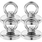 MIN CI 4 Pack Round Neodymium Magnets, Strong Magnets Heavy Duty 55kg（120lbs）Magnet Fishing 36mm Rare Earth Magnets Magnet with Eye Bolts Industrial Magnet for Hanging Hoisting