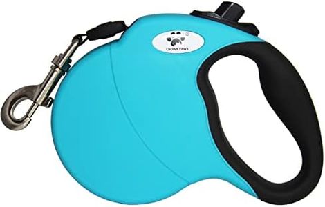 CROWN PAWS 16 ft Retractable Dog Leash for Large Dogs up to 110 lbs,Tangle-Free Nylon Tape,Blue Dan L