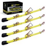 Ratchet Tie Down Straps by Stay There - 2 Inch x 114 Inch, 4 Pack with Snap Hooks- Classic Yellow- 10000lb Guaranteed Break Strength