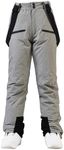 RIUIYELE Women's Detachable Ski Bib Pants Outdoor Windproof Waterproof Snow Pants Insulated Warm Pants Light Gray L