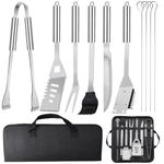 11Pcs BBQ Accessories, Professional Stainless Steel BBQ Grill Tool Set, Portable Barbecue Utensil Set with Case, Birthday BBQ Gift for Men Backyard Outdoor Camping Barbecue Cooking Picnics