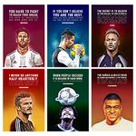 SWASUM Cristiano Ronaldo, David Beckham, Maradona, Loinel Messi, Neymaar, Kylian, Motivational and Inspirational Poster for Office, Home and gym, (Footballer Poster),Pack of 06 (Paper)