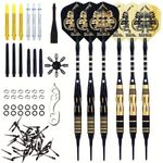 SHOT TAKER CO. EST. 2017 Soft Tip Darts Set-Professional Darts | Customizable Configuration | Aluminum & Plastic Shafts, O-Rings, Flights, Dart Tool, 50 pc Extra 2BA Tips (19g-Black C-STC10443)