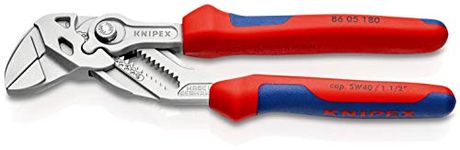 Knipex Pliers Wrench pliers and a wrench in a single tool chrome-plated, with multi-component grips 180 mm (self-service card/blister) 86 05 180 SB