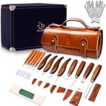 IMYMEE Deluxe Wood Carving Tools-Wood Carving Kit-Wood Carving Knife Set-Wood Whittling Kit for Beginners-Whittling Knife-Wood Carving Tool Set with Large Leather Case