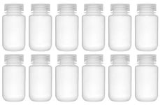 EISCO 12PK Reagent Bottles, 125ml - Wide Mouth with Screw Cap - Polypropylene - Translucent Labs