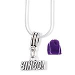 Emerald Park Jewelry Bingo Necklace - Bingo Good Luck Charms or Bingo Game Accessory Elegant 100% Stainless Steel Snake Chain with Alloy Charm, Ideal for Bingo Prizes and Enthusiasts