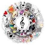 50Pcs Waterproof Music Stickers for Water Bottles Vinyl Musical Note Stickers for Kids Music Stickers for Laptop Guitar