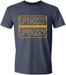 Pew Pew Wars T-Shirt | Sarcastic Space-Themed Tee for Geeks | Unisex Funny Sci-Fi Movie Meme Shirt for Men & Women, Heather Navy, XX-Large