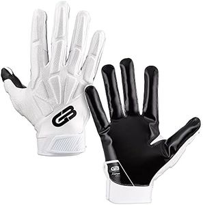 Grip Boost Raptor Adult Padded Hybrid Football Gloves (White, Adult Medium)