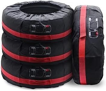 Geloo 4PCS Car Spare Tire Cover, Seasonal Tire Totes, Wheel Storage Bags Vehicle Tyre Accessories Winter Tire Cover Universal Camper Spare Tire Covers Fit for 16”-20”, Diameter 31”