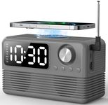 FlyShow 15W Fast Wireless Charger with Bluetooth Speaker and Alarm Clock Radio,4 in1 Wireless Charging Station for iPhone,Android Phones with FM Radio for Bedroom
