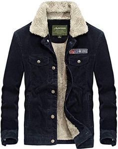 Flygo Men's Casual Slim Fit Jacket Sherpa Fleece Lined Warm Jackets Coat (Blue, X-Small)