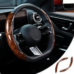 Jumix Mahogany Color Craft Steering Wheel Cover - Anti-Slip, Comfortable Grip for Men/Women - Durable, Universal Car Accessory (Brown)