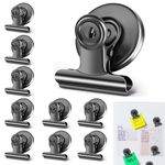 Refrigerator Magnet Clip, 10 Pcs Strong Fridge Magnet Hook Clip, Magnetic Clips for Family, School, Freezer, Kitchen Refrigerator, 40mm/1.57inch (Black)