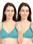 SONARI Women's Cotton And Elastane Non Padded Non-Wire T-Shirt Bra (omaniagreengreen34B_Green _34B)