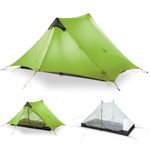 MIER Ultralight Tent 3-Season Backpacking Tent for 1-Person or 2-Person Camping, Trekking, Kayaking, Climbing, Hiking (Trekking Pole is NOT Included), Green, 2-Person
