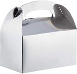 Juvale Party Treat Boxes - 24-Pack Silver Metallic Foil Gable Gift Boxes for Party Favors, Small Goodie Candy Boxes for Wedding, Birthday, Silver, 6.2 x 3.6 x 3.4 Inches