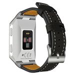 AISPORTS Compatible with Fitbit Ionic Strap for Women Men, Fitbit Ionic Strap Leather Soft Breathable Sport Wristband Metal Classic Buckle Clasp Bracelet Replacement Strap for Fitbit Ionic Smartwatch