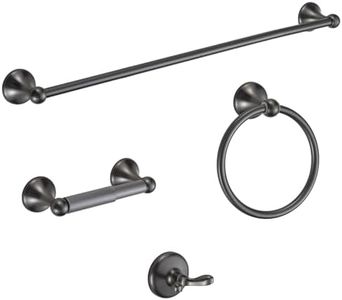 BGL Bathroom Hardware Set Gunmetal Grey 4-Piece Bathroom Accessories Set Wall Mounted Adjustable Towel Bar Robe Hook Toilet Paper Holder Towel Ring Paint Spraying Grey