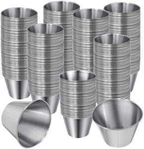TANEMUDO 330 Pcs Metal Sauce Cups 2.5 oz Dipping Bowl Bulk Stainless Steel Sauce Cups Round Individual Salsa Condiment Metal Ramekins