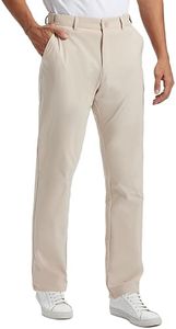 Mens Golf Pants Lightweight Quick Dry with Anti-Slip Back Waist Strip Work Dress Pants 30"/32"/34" Stretch Casual Slacks Trousers with 4 Pockets40W/32L-khaki