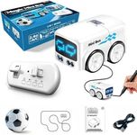 Magic mini Bus Toy, Magic Follows Line Car, Auto LED Expression Lights & 4 Play Modes, Smart Radio Control Check with Mini Cars, Gestures Follow Vehicle Toy with Follow & Escape Modes (WHITE)