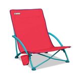 CAMPHILL Low Beach Chairs for Adults,Protable Folding Beach Chair Backpack with Cup Holder,Carry Bag,Reclining Beach Chair for Camping Sand,Pink