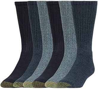 Gold Toe Men's Harrington Crew Casual Socks, 6-13 US Shoe Size, Denim, 6 Pairs