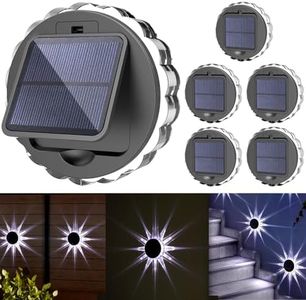 Xarizon Flower-Shaped Solar Lights Outdoor with 3 Lighting Modes (Rotation/Breathing/Steady), Adjustable Angle Solar Panel - Solar Fence Lights with Funny Light Decorate Garden,Yard,Stair,Wall (6Pack)