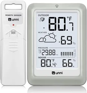 Wireless Weather Stations, with 330ft Range Sensor and Adjustable Backlight Inside Outside Monitor (White)