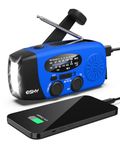 Esky Emergency Hand Crank Radio with 3 LED Flashlight, AM/FM/NOAA Portable Weather Radio with 2000mAh Power Bank Phone Charger, Solar Powered USB Charged Radio for Indoor Outdoor Camping, SOS Alarm