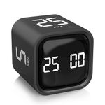 Rotating Pomodoro Timer 5, 25, 10 50 Minutes Preset, Desk Productivity Timer w/Gravity Sensor, Cube Timer for ADHD, Vibration/High/Low Volume/Custom Modes, for Work, Study, Back to School, Kitchen