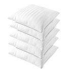 LASER WINGS Microfiber Satin Striped Cushion Filler Set of 5-White Size 12 x 12 inch