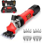 PAT JUUMG 1000W Sheep Shears Electric Farm Livestock Haircut with 2 Blades Professional Animal Clippers 6 Speed Heavy Duty Electric for Thick Horses Sheep Alpacas Goats(Red)