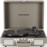 Crosley CR8005F-TE Cruiser Plus Vintage 3-Speed Bluetooth in/Out Suitcase Vinyl Record Player Turntable, Taupe