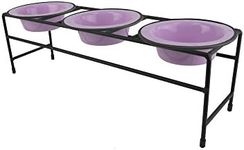 Platinum Pets Modern Triple Diner Feeder with Stainless Steel Dog Bowls, Small, Sweet Lilac