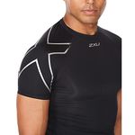 2XU Men's Core Compression Top, Black/Silver, Short Sleeve, XL, (MA6399a)