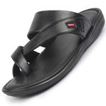 FAUSTO FST FOSMS-2121 BLACK-41 Men's Black Toe Ring Flat Dress Slipper With Memory Cushioned|Multi Strap Slipper For Evening|Slippers For Kurta (7 UK)