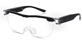 Hands-Free Magnifier Eyeglasses with 2 LED Lights - Lightweight & Comfortable 2.5X Magnifying Glass with Light for Close Work, Crafts, Repairing Hobbies Reading Eyewear