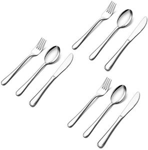 LIANYU 9-Piece Kids Silverware Set, Stainless Steel Toddler Utensils Flatware Set, Child Cutlery Tableware for 3, Include Knife Fork Spoon, Mirror Finished, Dishwasher Safe