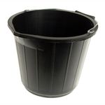 Grafter Black Plastic Builders Bucket 3 Gallon 14 Litre Water Mixing Storage Strong with Handle Made