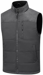 Msmsse Men's Full Zip Fleece Vest Outerwear with Pockets Windproof Lightweight Winter Vest for Men Grey M
