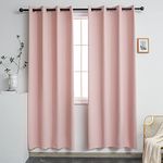 YGO Home Fashion Thermal Insulated Solid Grommet Top Blackout Curtains for Girls' Bedroom/Living Room(Baby Pink, 52x84-inch,2 Panels)