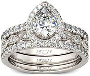 Jeulia Halo Pear Cut Ring Set CZ He
