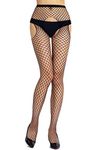 Confonze Fishnet Stockings Womens High Waist Tights Sexy Sheer Mesh Pantyhose (Black_5022)