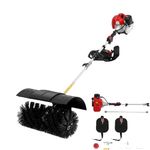 52cc Petrol Power Broom 2-Stroke Gas Powered Sweeper 2.3HP Handheld Garden Sweeper with Nylon Brush for Artificial Grass Lawn Driveway Path Yard Leaf Snow Cleaning