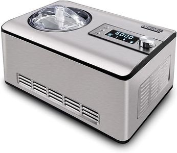 KUMIO 2L Ice Cream Maker with Compressor, No Pre-Freezing, Stainless Steel Machine with LCD Display, Timer, 2-in-1 Ice Cream & Yogurt Maker, 180W, with Ingredient-Inlet Lid for Adding While Churning